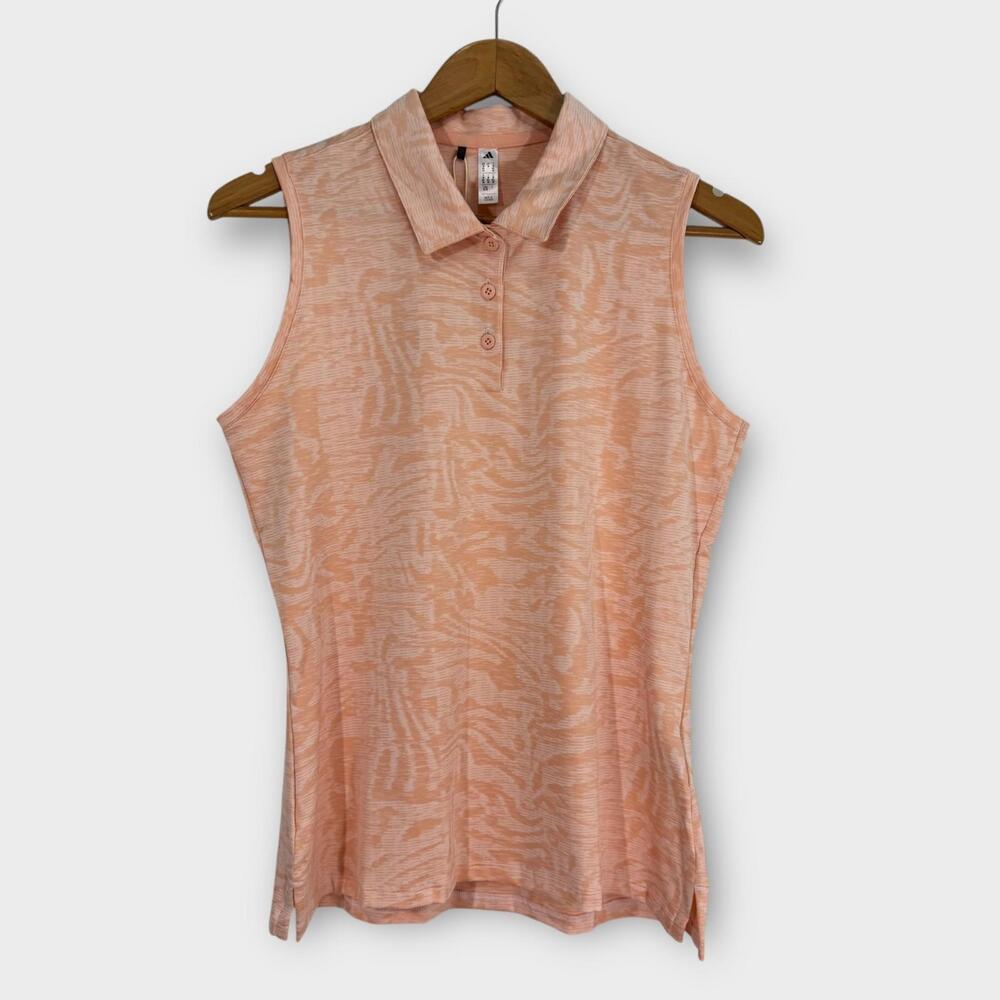 Adidas Ultimate 365 Jacquard Sleeveless Polo Powder Coral Women’s Size Medium